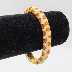 Kenneth Jay Lane 2006 Giraffe Orange and White Enamel Bangle